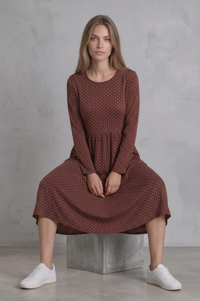 Ariana Dress -  Choc spot