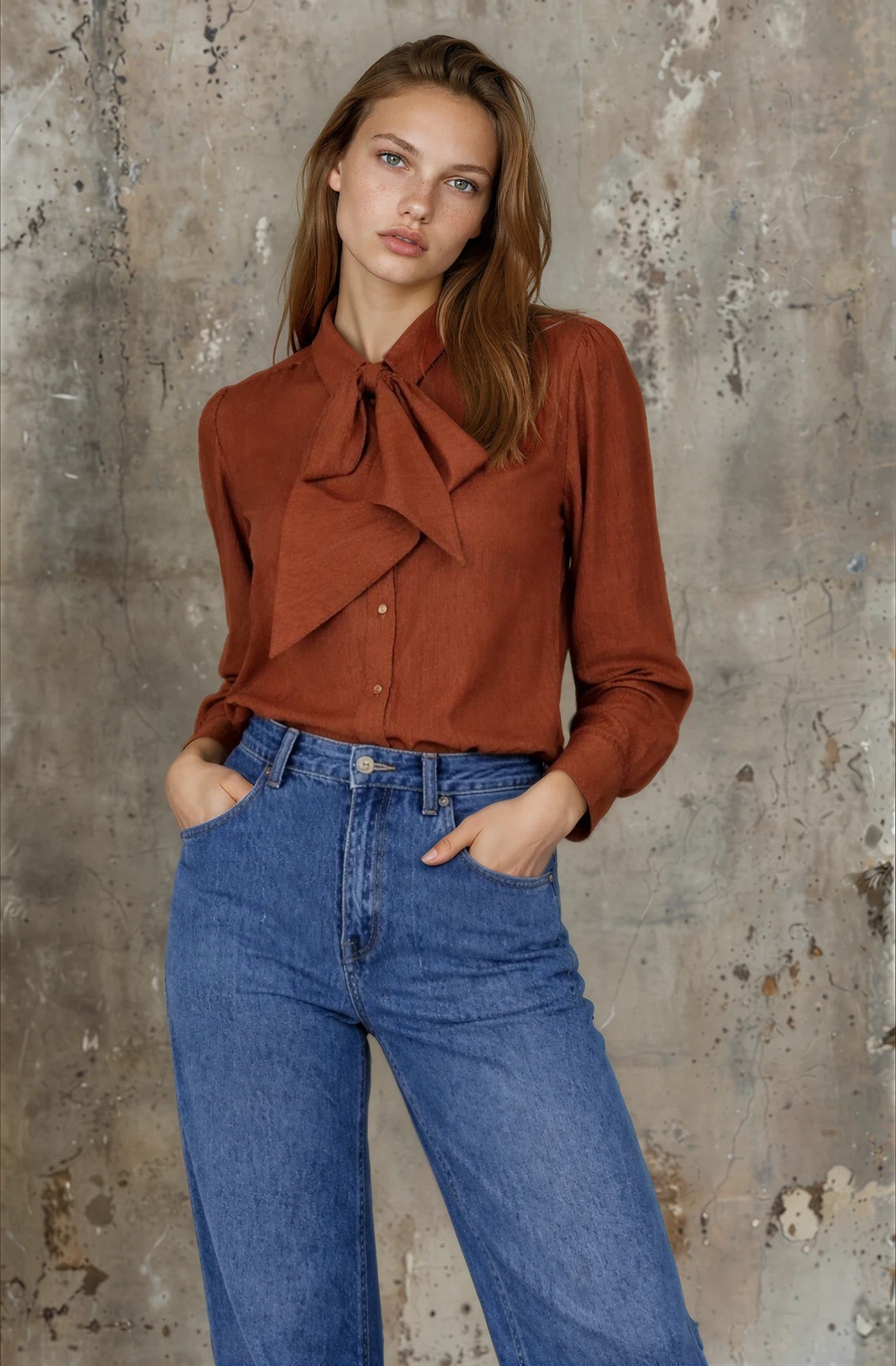 Moss Bow Shirt  rust