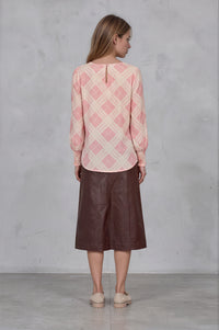 Finley Top - Blush Lattice with NO Stripe on sleeve