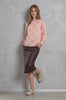 Finley Top - Blush Lattice with Stripe on sleeve