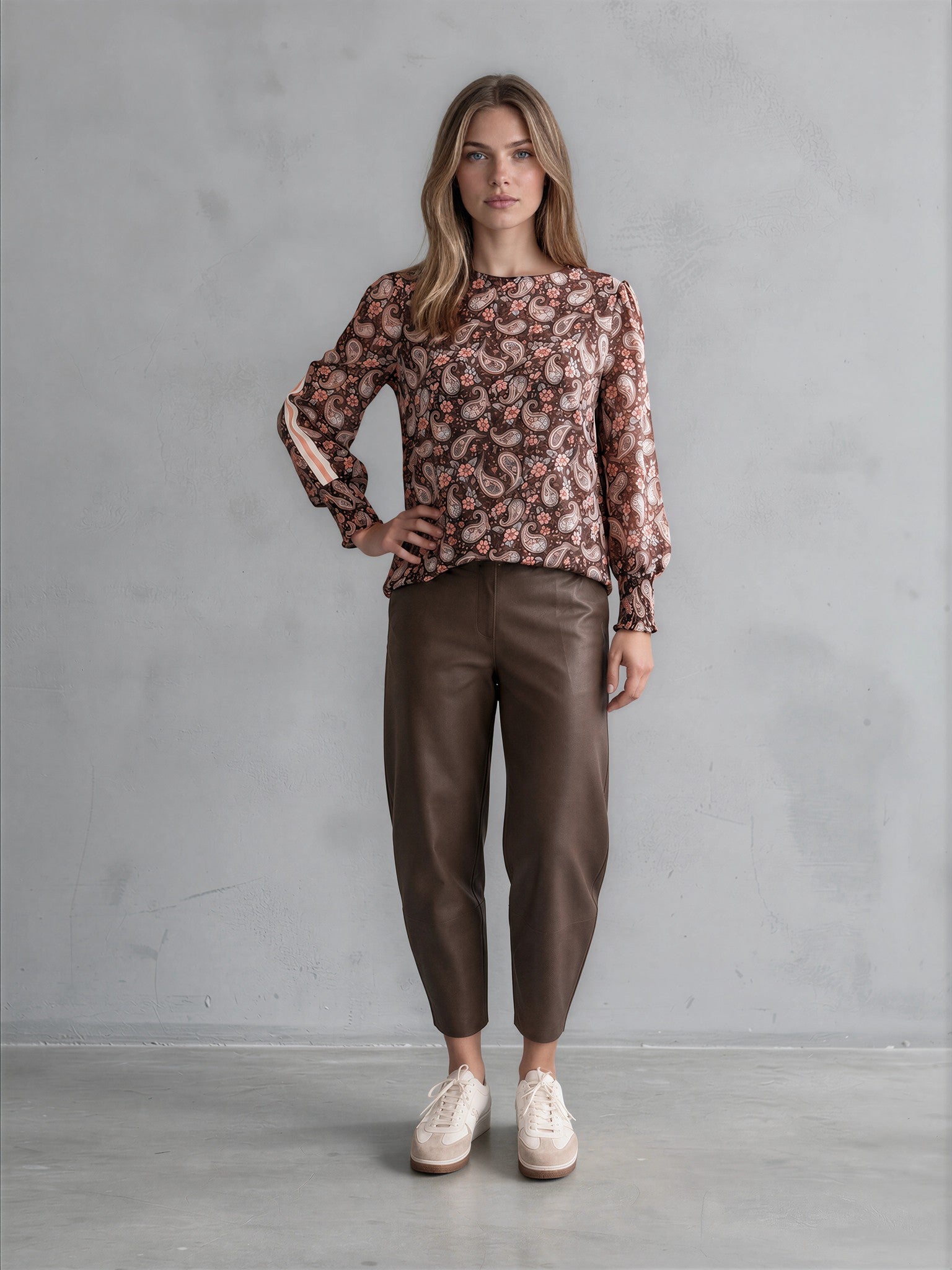 Petra Barrel Pant - Brown PU