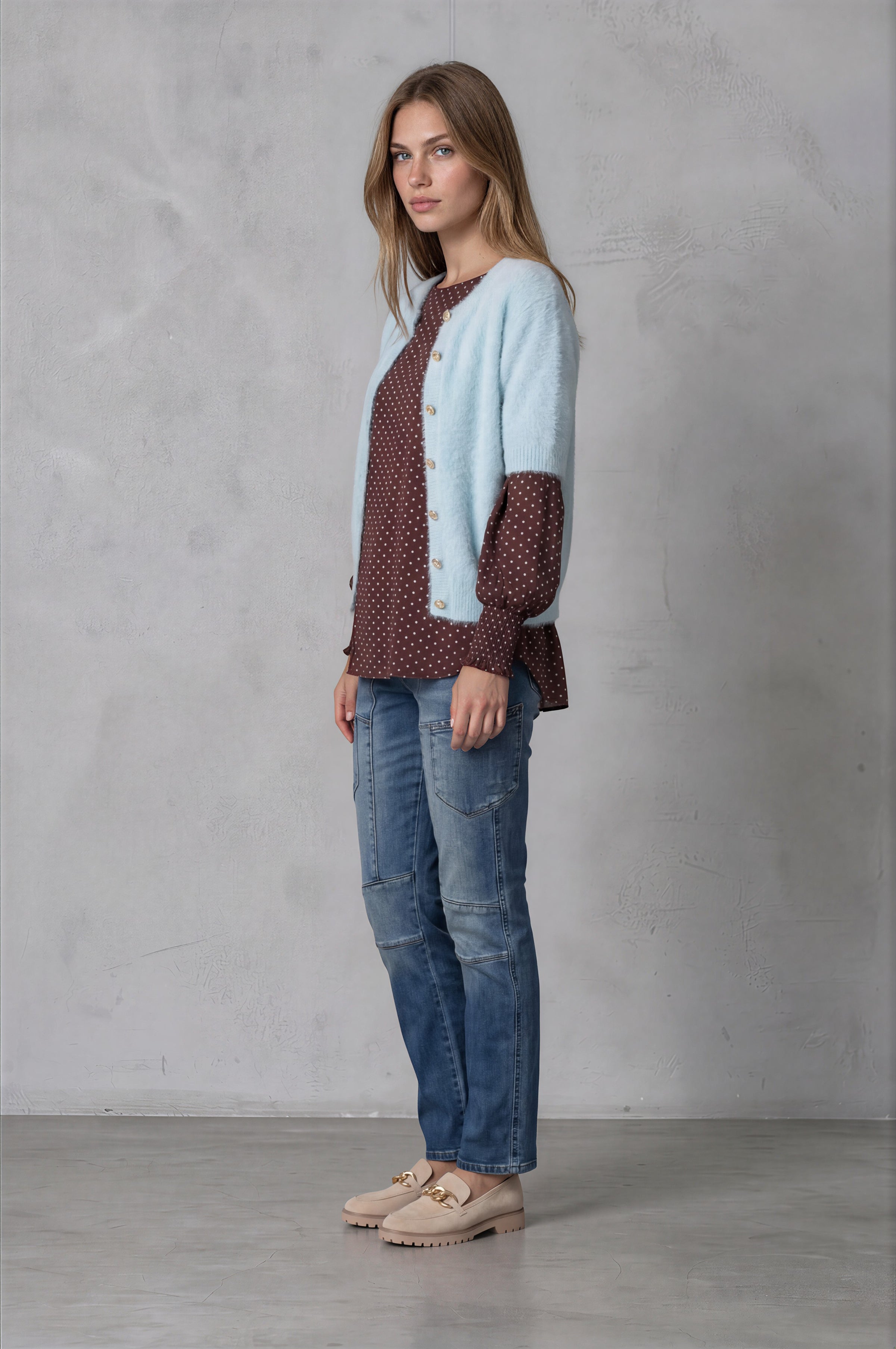 Sophia Short Sleeved Cardigan Blue