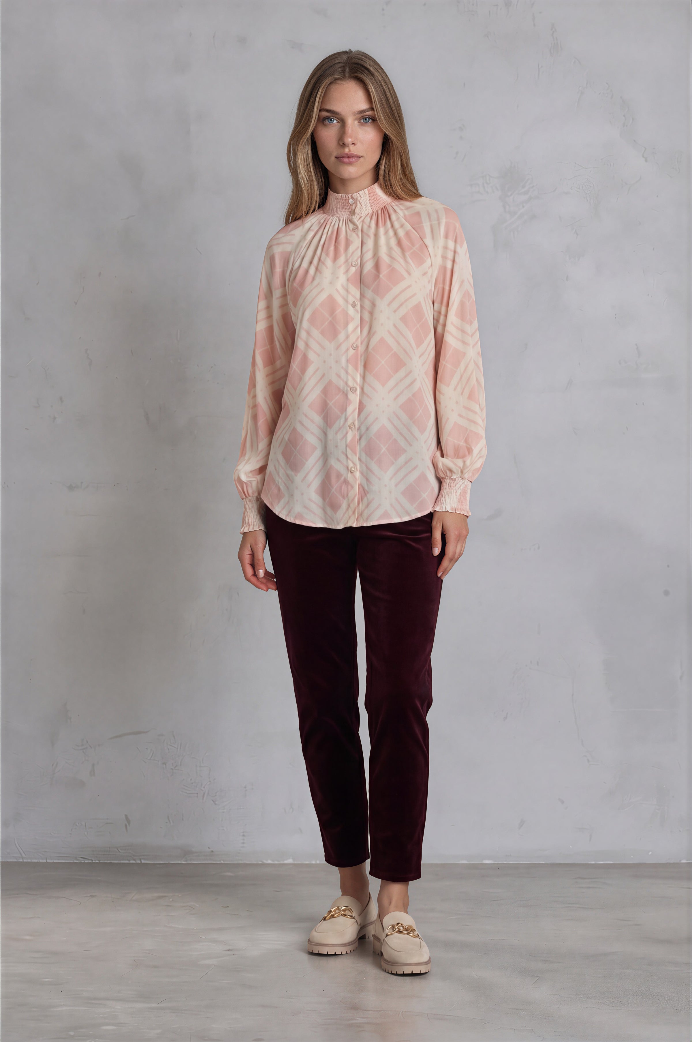 Mabel Top - Blush Lattice