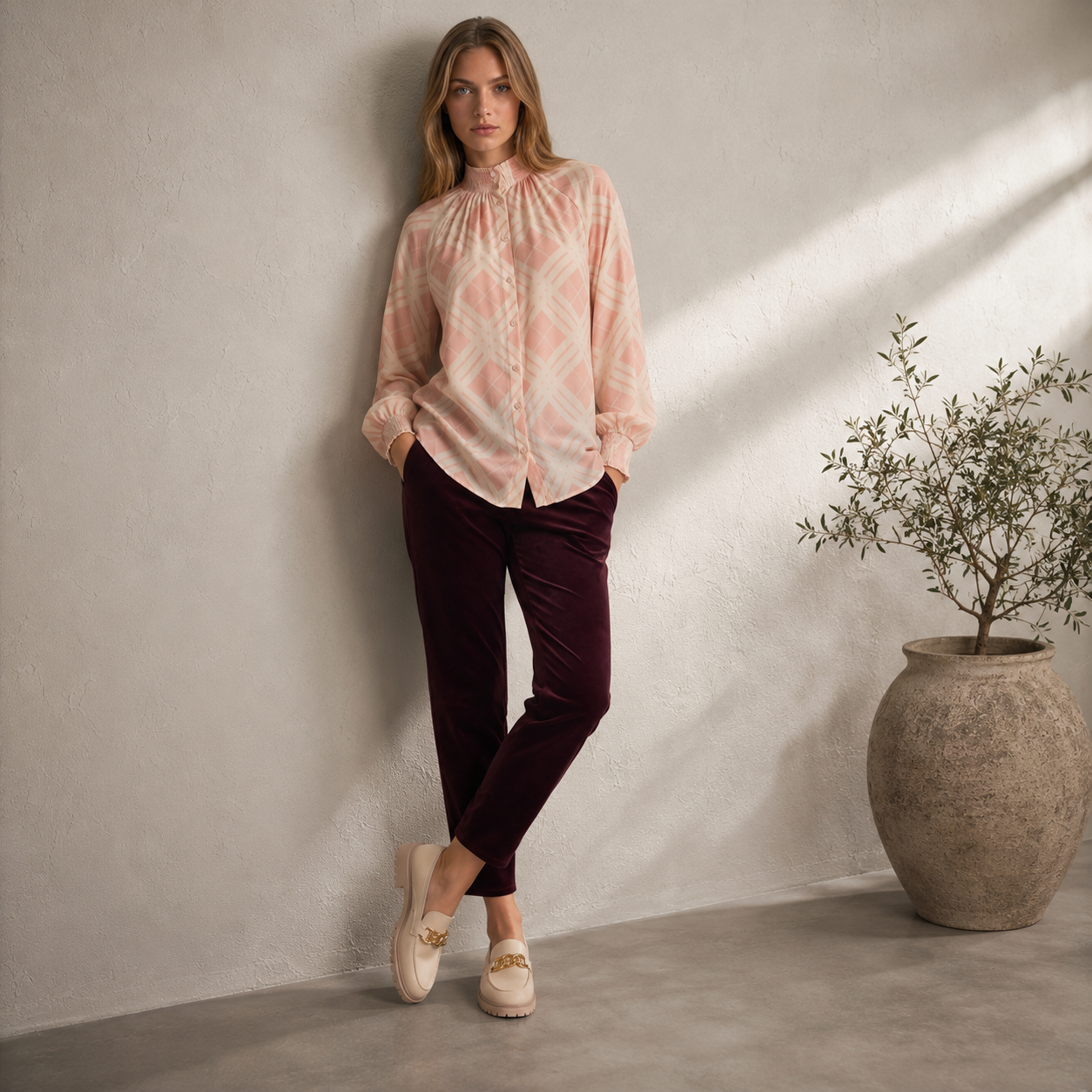 Mabel Top - Blush Lattice