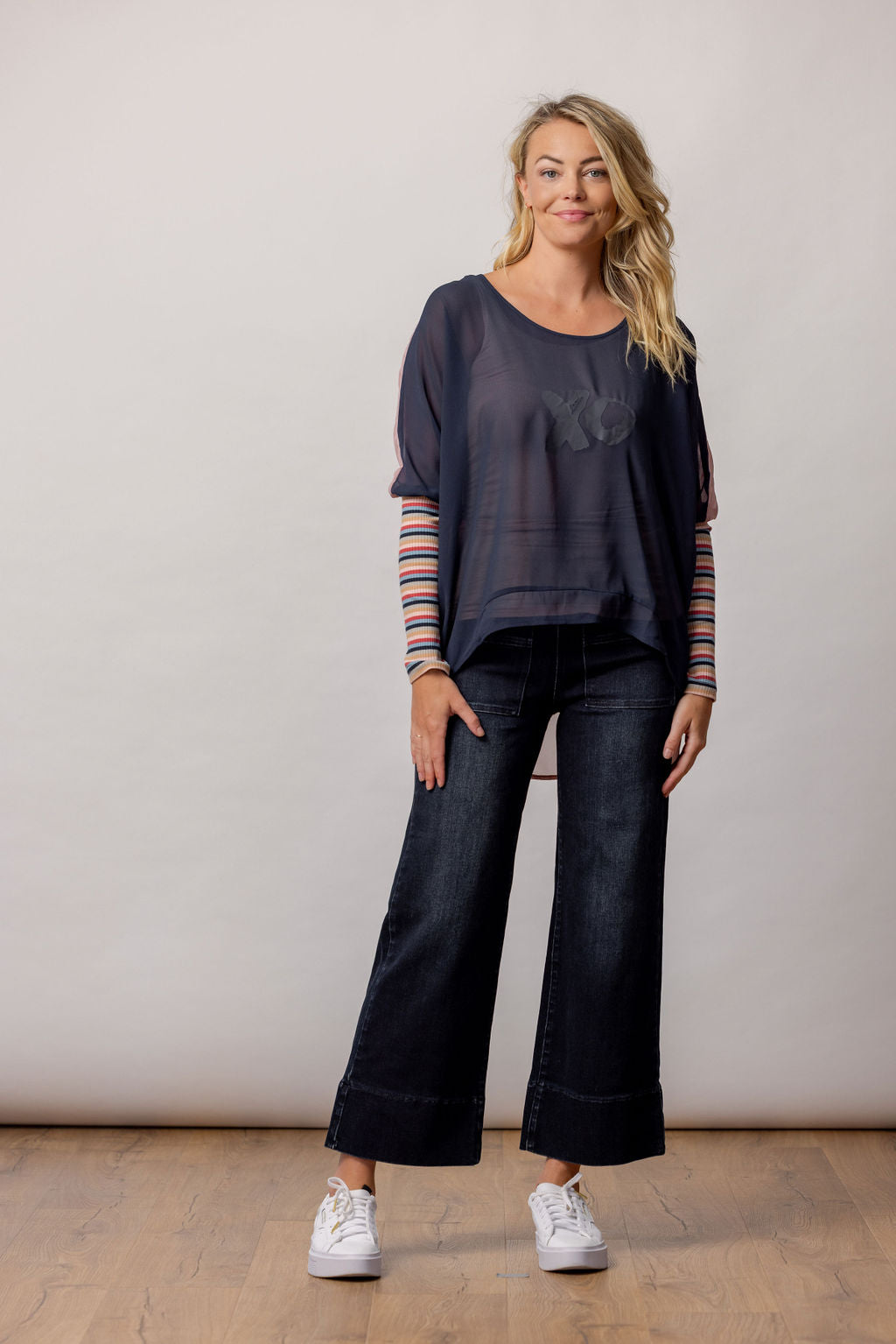 TORI TOP NAVY BLUE BLUSH