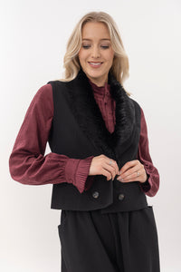 Greta jacket with removable faux fur collar