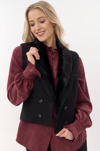 Greta jacket with removable faux fur collar