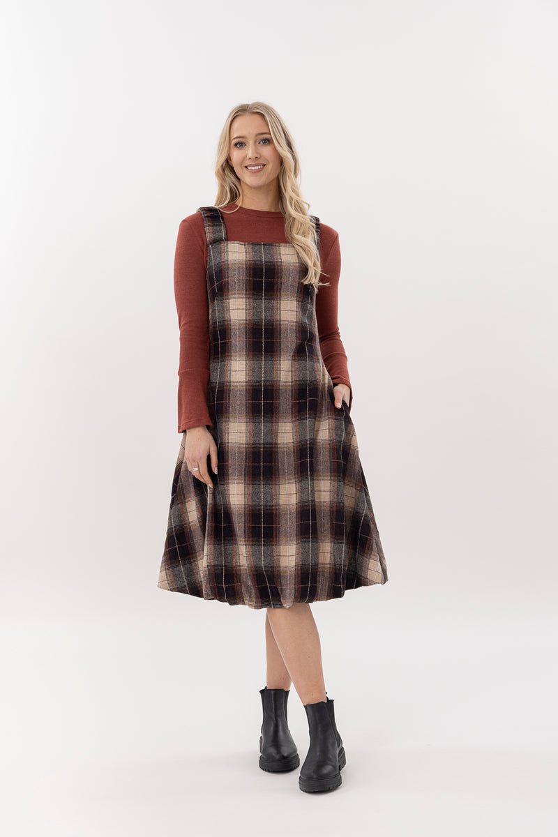 Pinafore Bubble Dress Woolen Plaid