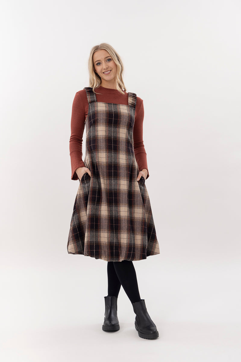 Pinafore Bubble Dress Woolen Plaid