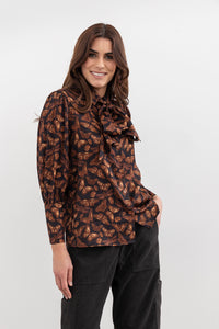 Moss Bow Shirt - butterfly print