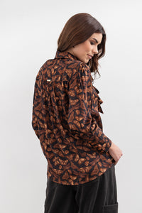 Moss Bow Shirt - butterfly print