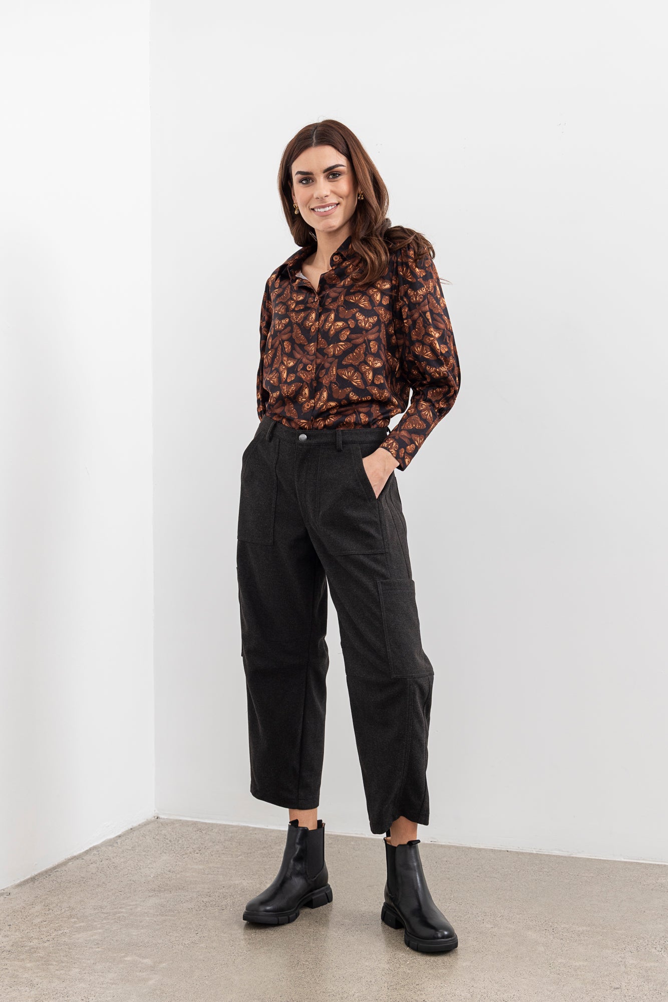 Moss Bow Shirt - butterfly print