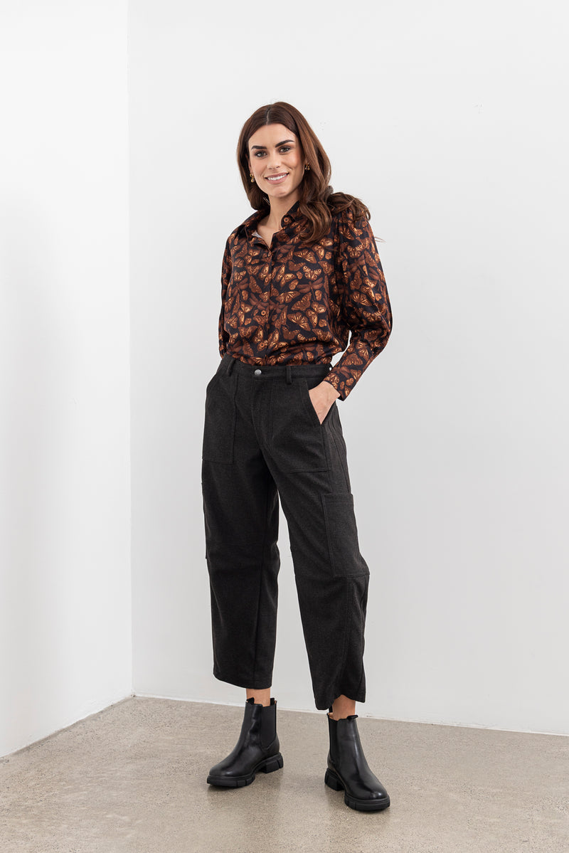 Moss Bow Shirt - butterfly print