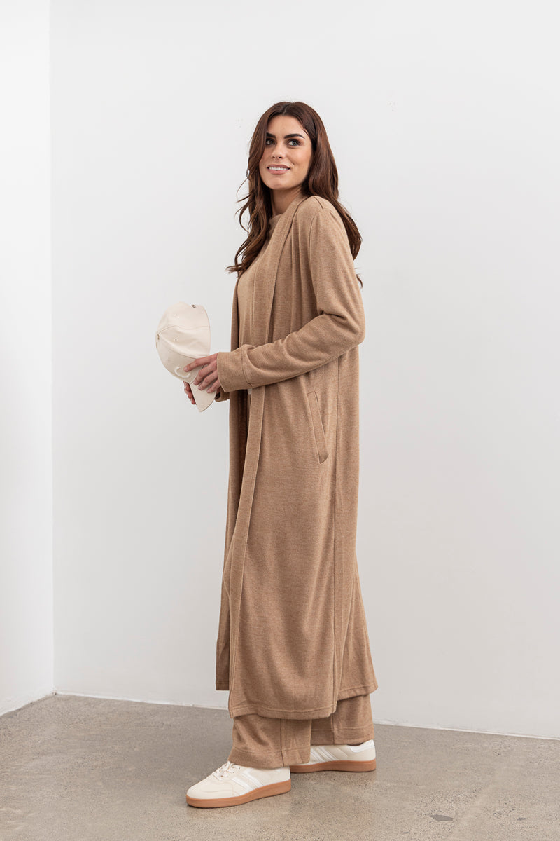 Shelby longline Cardigan - Forest Clay