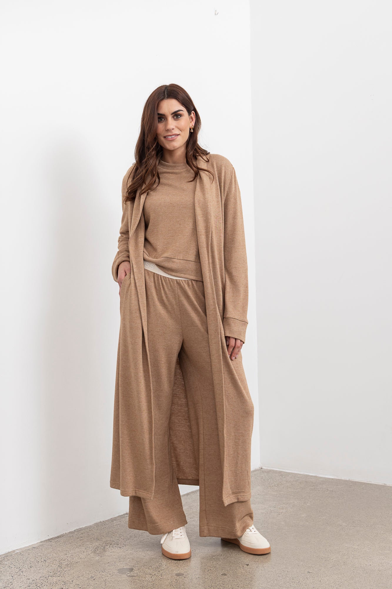 Shelby longline Cardigan - Forest Clay