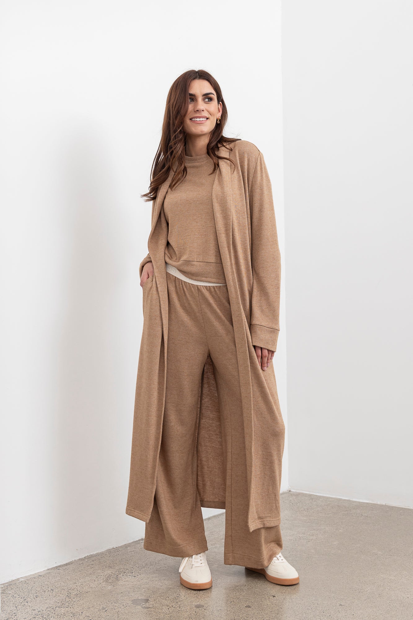 Shelby longline Cardigan - Forest Clay