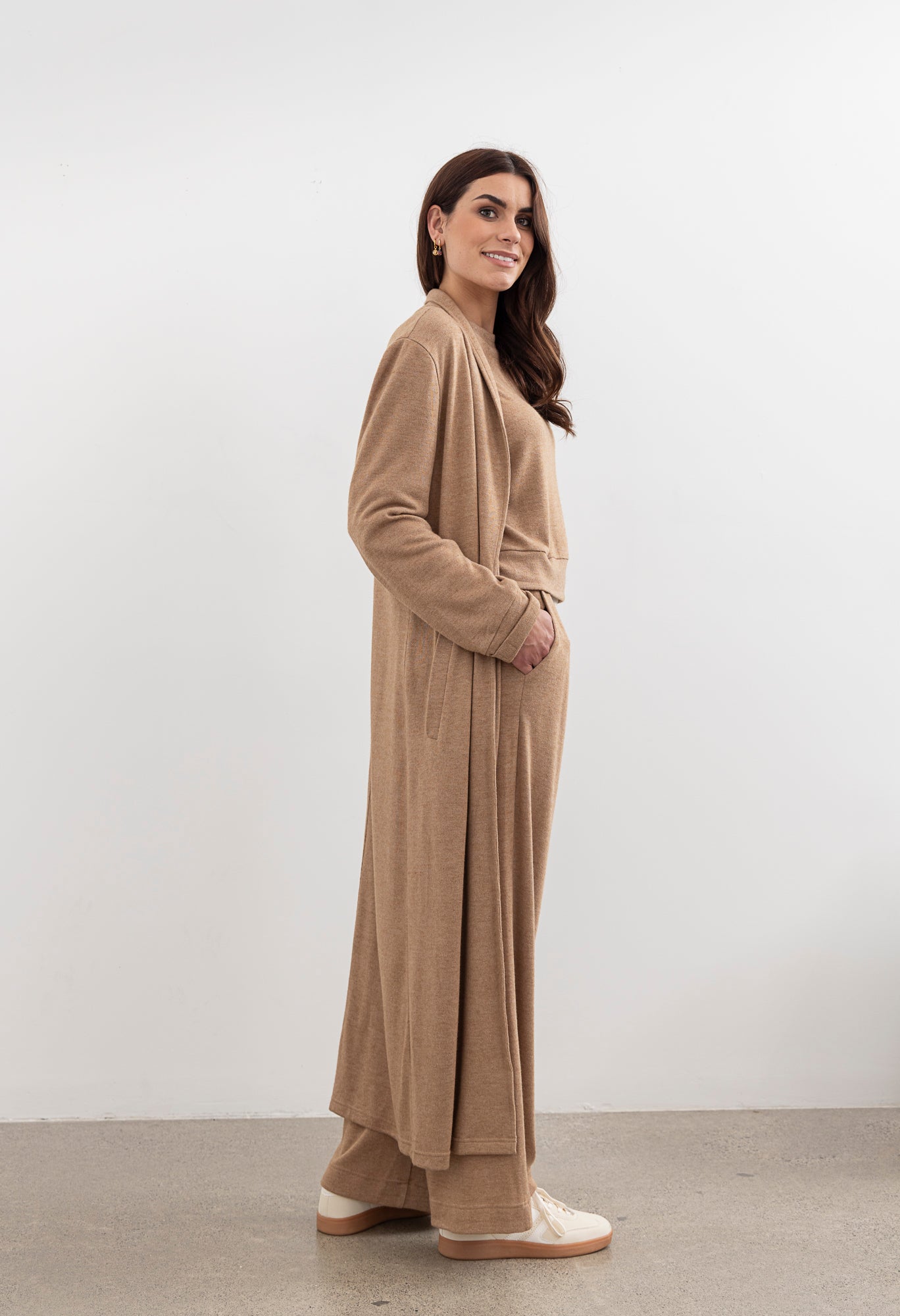 Shelby longline Cardigan - Forest Clay