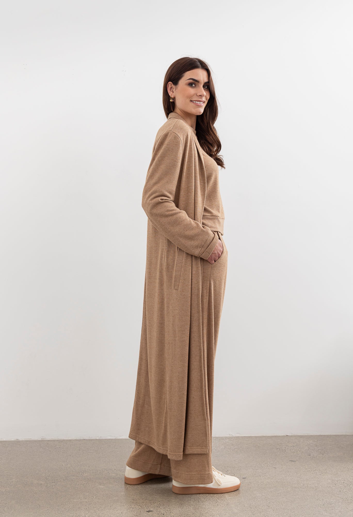 Shelby longline Cardigan - Forest Clay