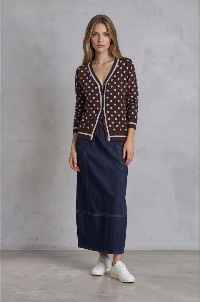 Tilly Cardigan  - choc spot