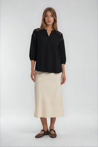 Bronte Shirt Black with lace inset