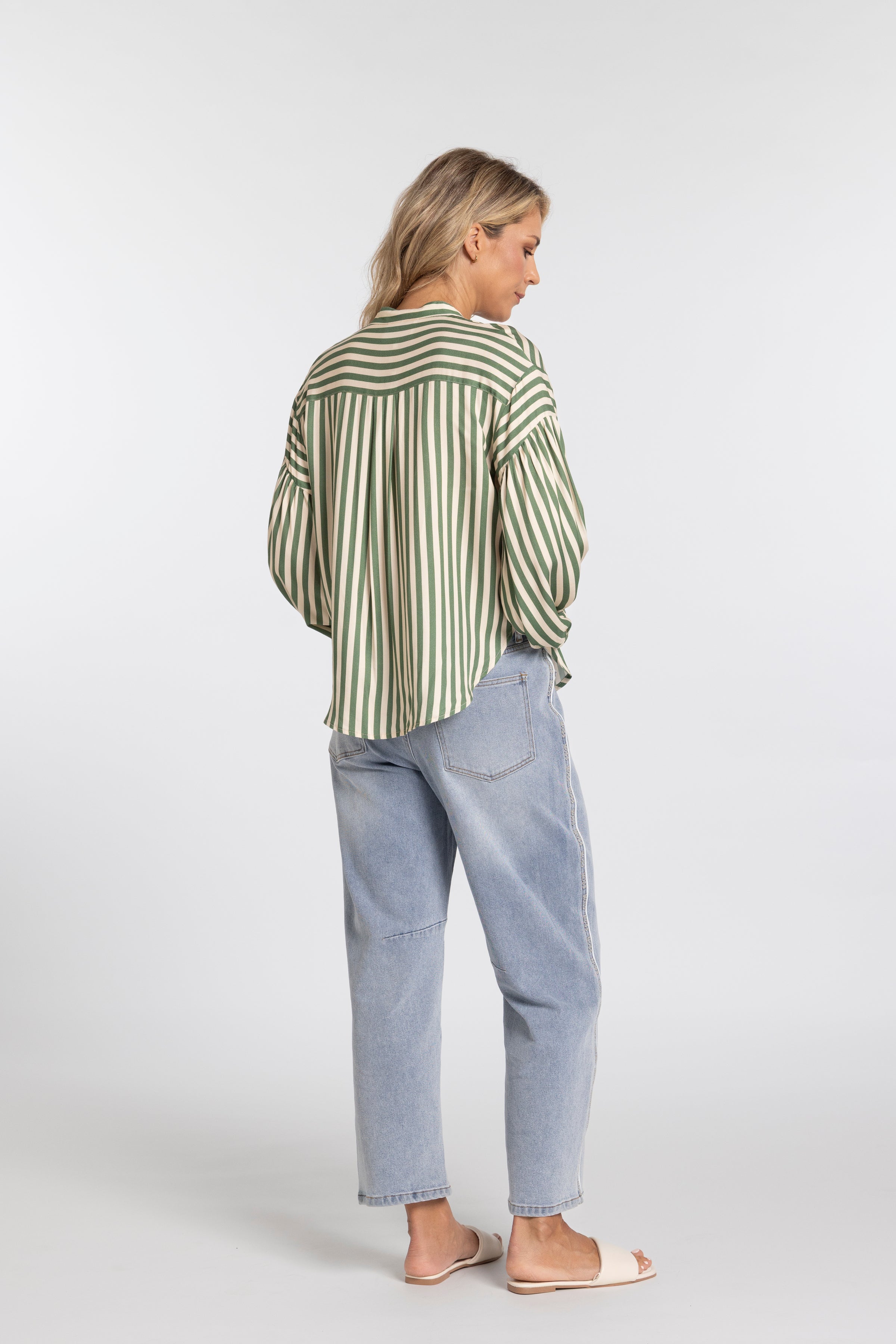 Bronte Shirt - Green Stripe