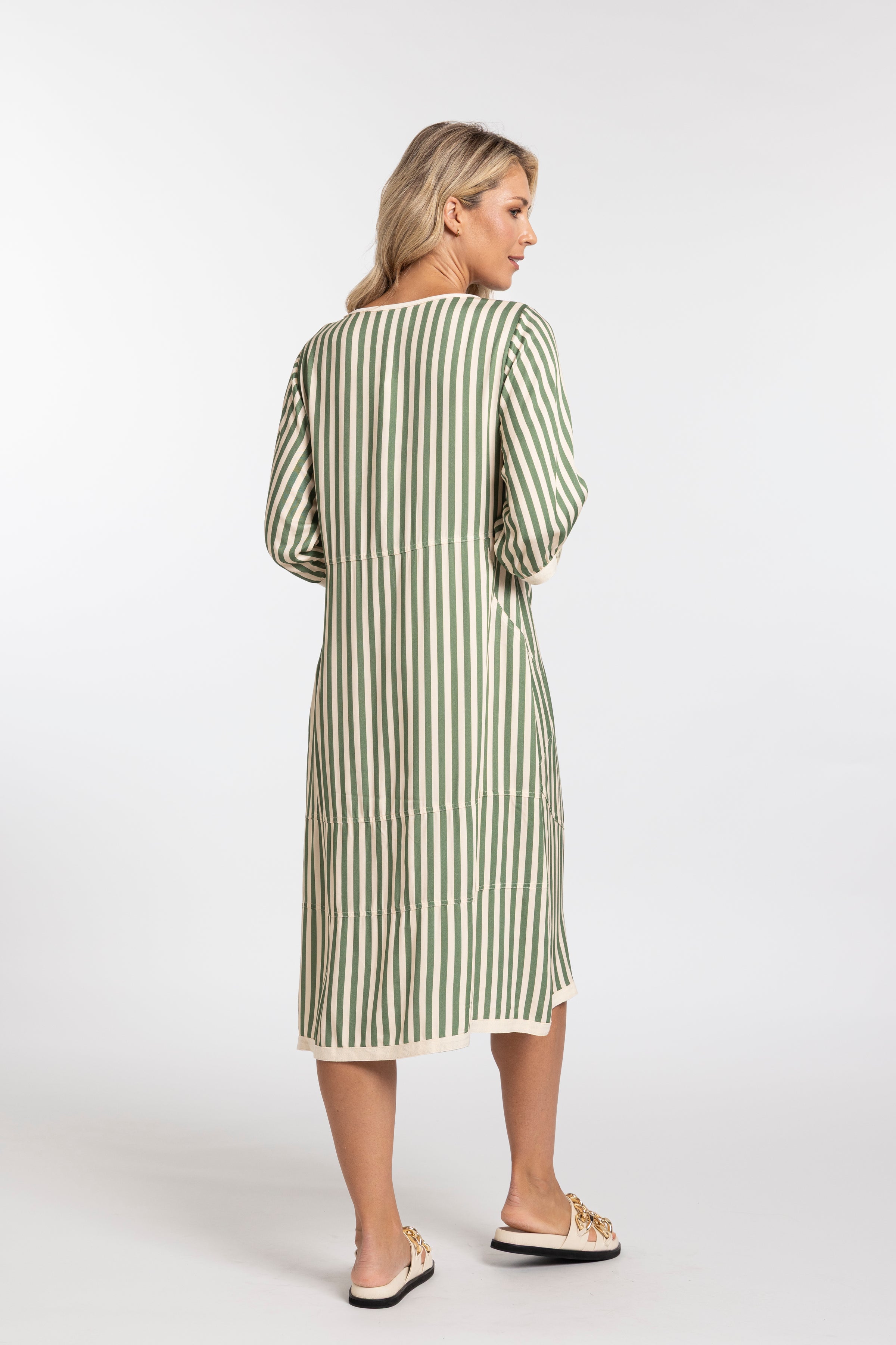 Cocoon Dress - Green stripe