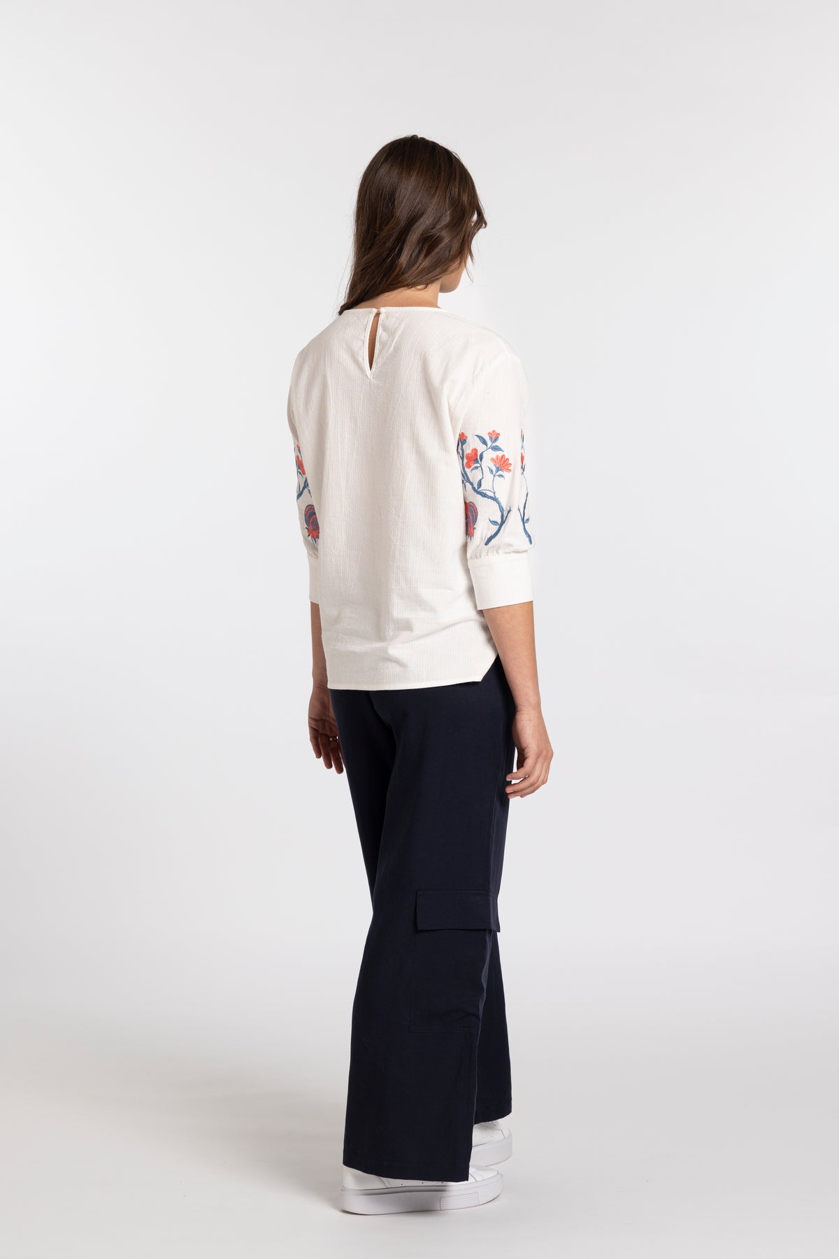 Finley Embroidered Top - White