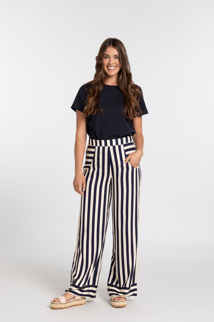 Summer Sienna Pant - navy stripe