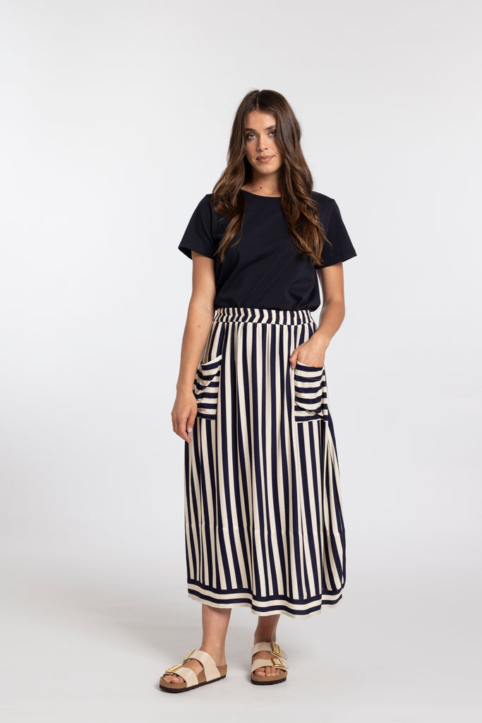 Trenley Skirt - Navy stripe