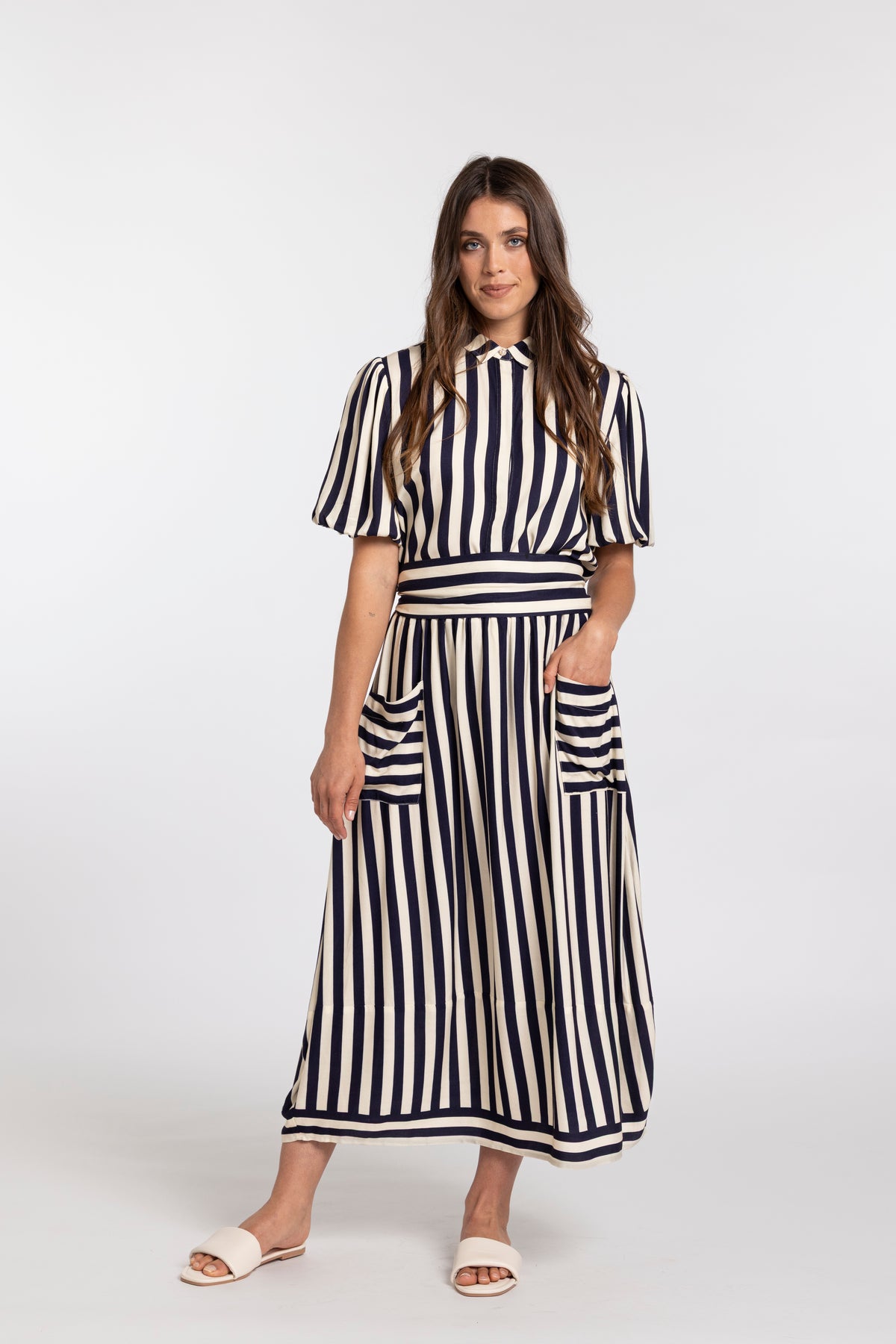 Trenley Skirt - Navy Stripe