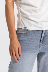 Mossy Rouched Tee - white