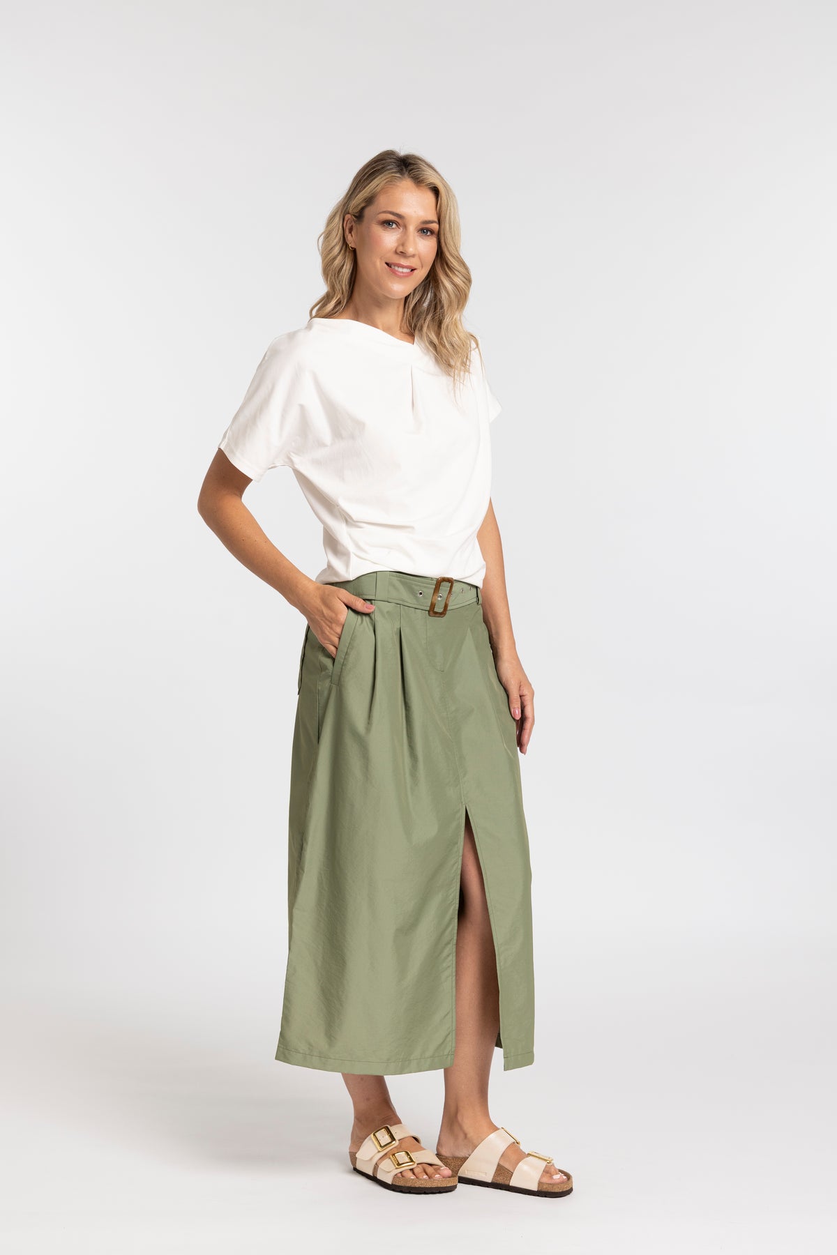 Mossy Rouched Tee - White