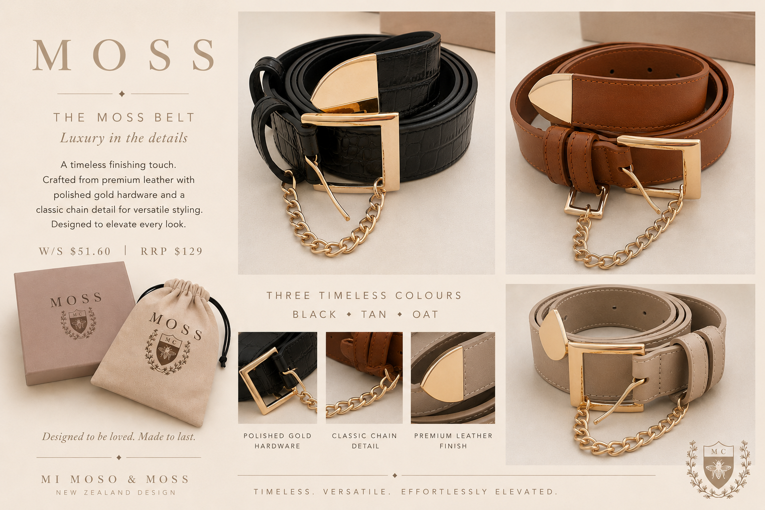 MOSS belt leather
