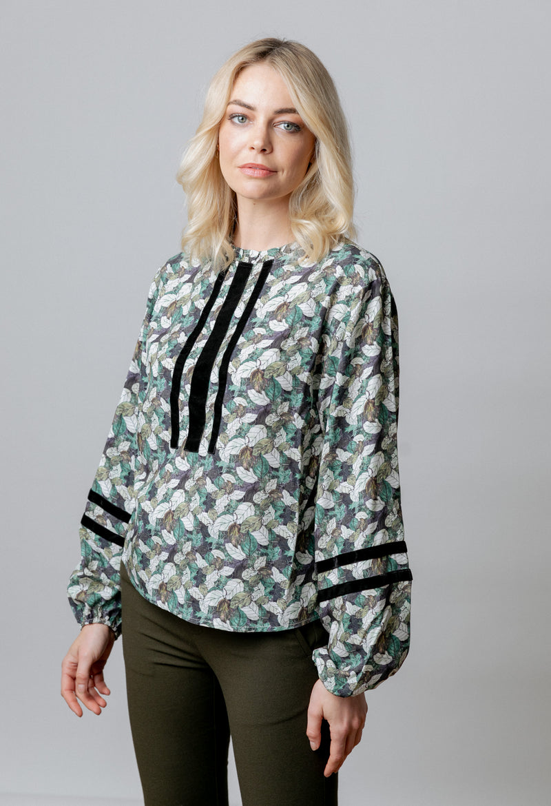 INDIANA TOP GREEN FLORAL